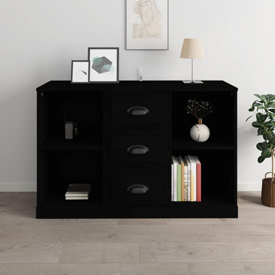 Product photograph of Vance Wooden Sideboard With 3 Drawers In Black from Furniture in Fashion