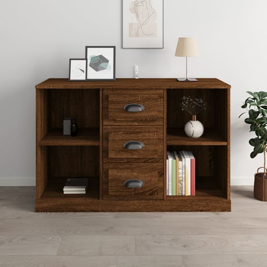 Read more about Vance wooden sideboard with 3 drawers in brown oak
