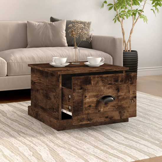 Vance Wooden Coffee Table With 1 Drawer In Smoked Oak