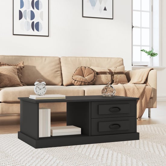 Product photograph of Vance Wooden Coffee Table With 2 Drawers In Black from Furniture in Fashion