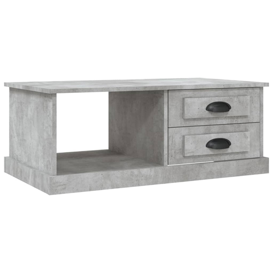 Vance Wooden Coffee Table With 2 Drawers In Concrete Effect