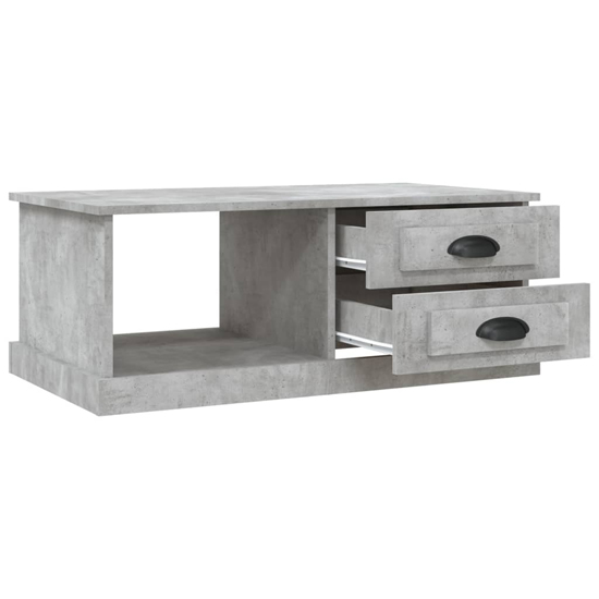 Vance Wooden Coffee Table With 2 Drawers In Concrete Effect
