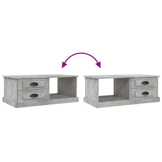 Vance Wooden Coffee Table With 2 Drawers In Concrete Effect