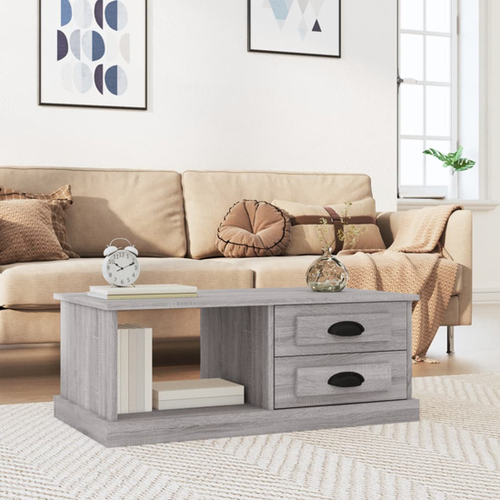 Vance Wooden Coffee Table With 2 Drawers In Grey Sonoma Oak