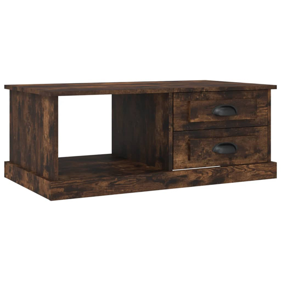 Vance Wooden Coffee Table With 2 Drawers In Smoked Oak