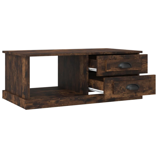 Vance Wooden Coffee Table With 2 Drawers In Smoked Oak