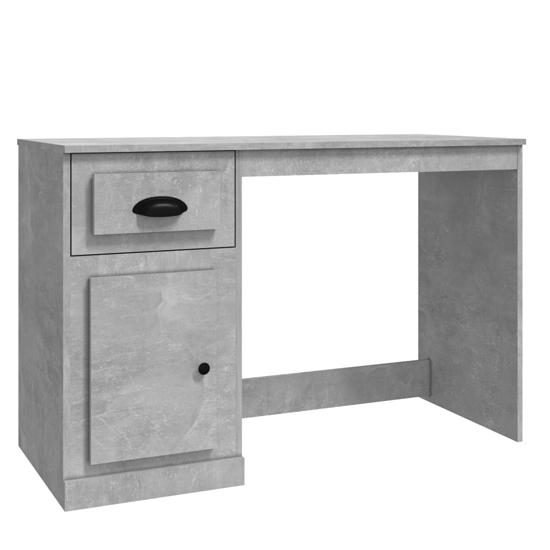 Vance Wooden Computer Desk With 1 Door 1 Drawer In Concrete Effect