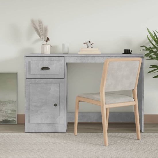 Product photograph of Vance Wooden Computer Desk With 1 Door 1 Drawer In Concrete Effect from Furniture in Fashion