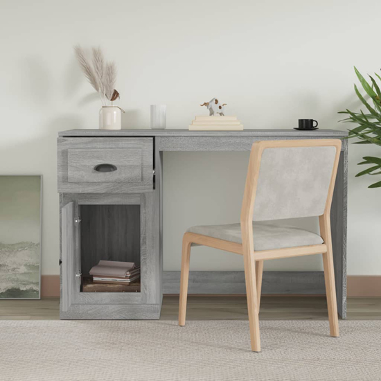 Vance Wooden Computer Desk With 1 Door 1 Drawer In Grey Sonoma Oak