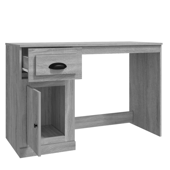 Vance Wooden Computer Desk With 1 Door 1 Drawer In Grey Sonoma Oak