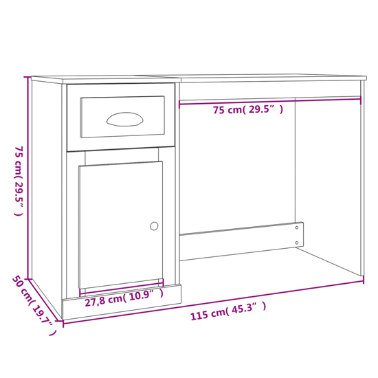 Vance Wooden Computer Desk With 1 Door 1 Drawer In White