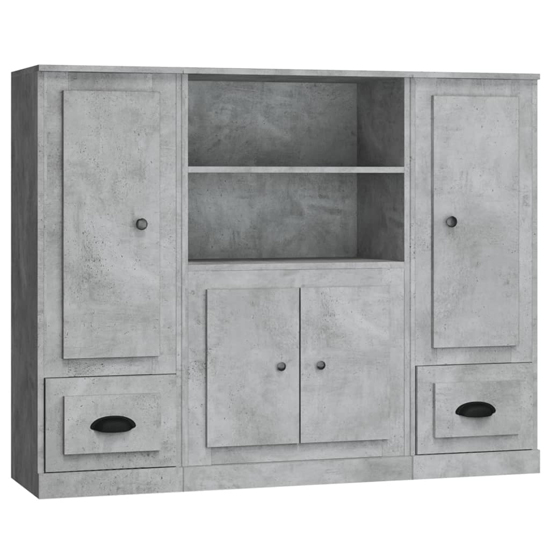 Vance Wooden Highboard With 4 Doors 2 Drawers In Concrete Effect