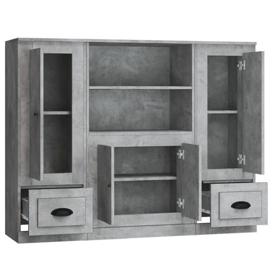 Vance Wooden Highboard With 4 Doors 2 Drawers In Concrete Effect