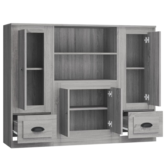 Vance Wooden Highboard With 4 Doors 2 Drawers In Grey Sonoma Oak
