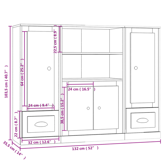 Vance Wooden Highboard With 4 Doors 2 Drawers In Smoked Oak
