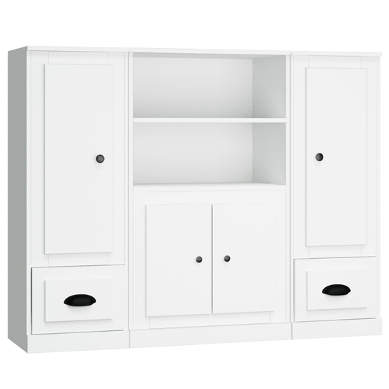 Vance Wooden Highboard With 4 Doors 2 Drawers In White
