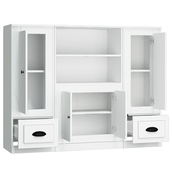 Vance Wooden Highboard With 4 Doors 2 Drawers In White