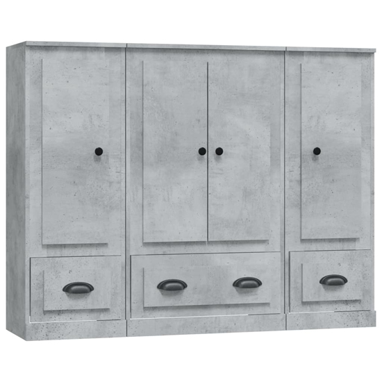 Vance Wooden Highboard With 4 Doors 3 Drawers In Concrete Effect
