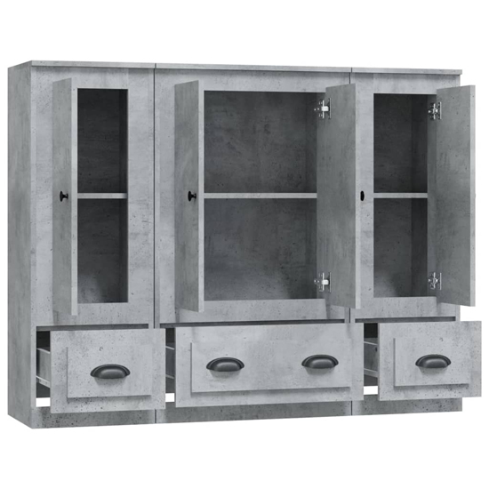Vance Wooden Highboard With 4 Doors 3 Drawers In Concrete Effect