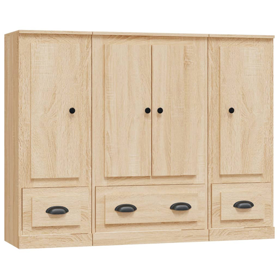 Vance Wooden Highboard With 4 Doors 3 Drawers In Sonoma Oak