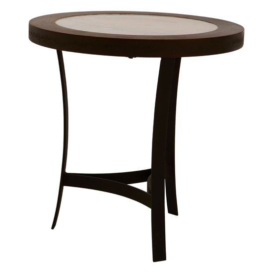 Vance Wooden Marble Top Side Table With Black Curved Base Furniture