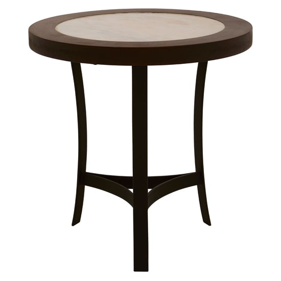 Product photograph of Vance Wooden Marble Top Side Table With Black Curved Base from Furniture in Fashion
