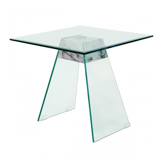 Photo of Vancouver glass lamp table in clear and marble effect support