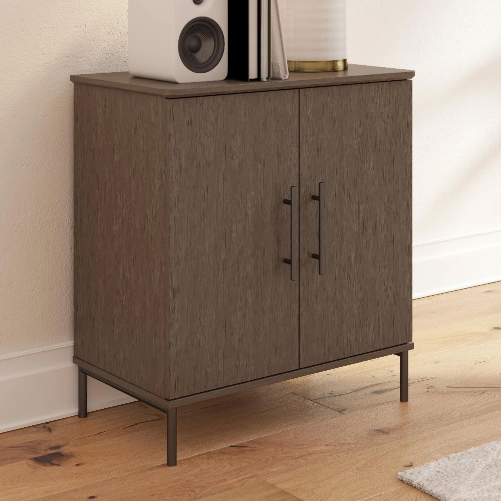 Read more about Vandalia wooden storage cabinet with 2 doors in grey oak