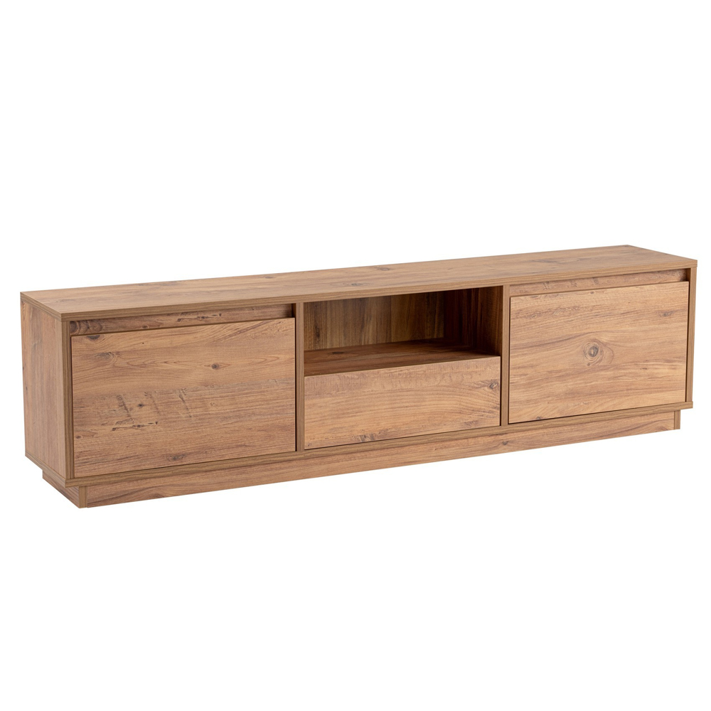 Vangio Wooden TV Stand with 3 Flap Doors in Atlantic Pine