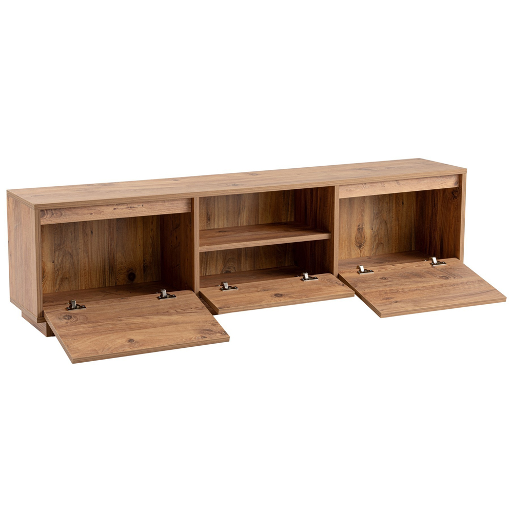 Vangio Wooden TV Stand with 3 Flap Doors in Atlantic Pine