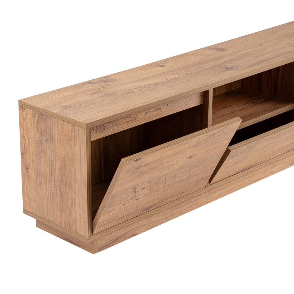 Vangio Wooden TV Stand with 3 Flap Doors in Atlantic Pine