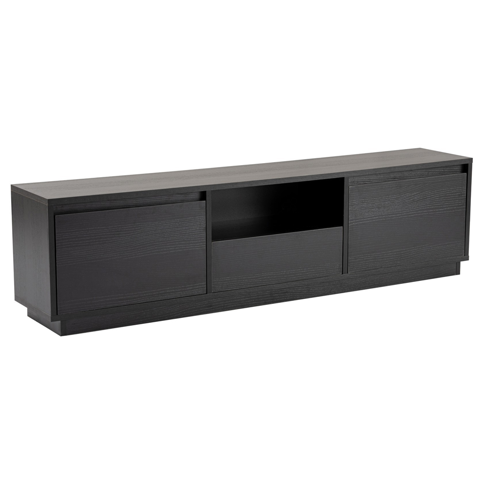 Vangio Wooden TV Stand with 3 Flap Doors in Black