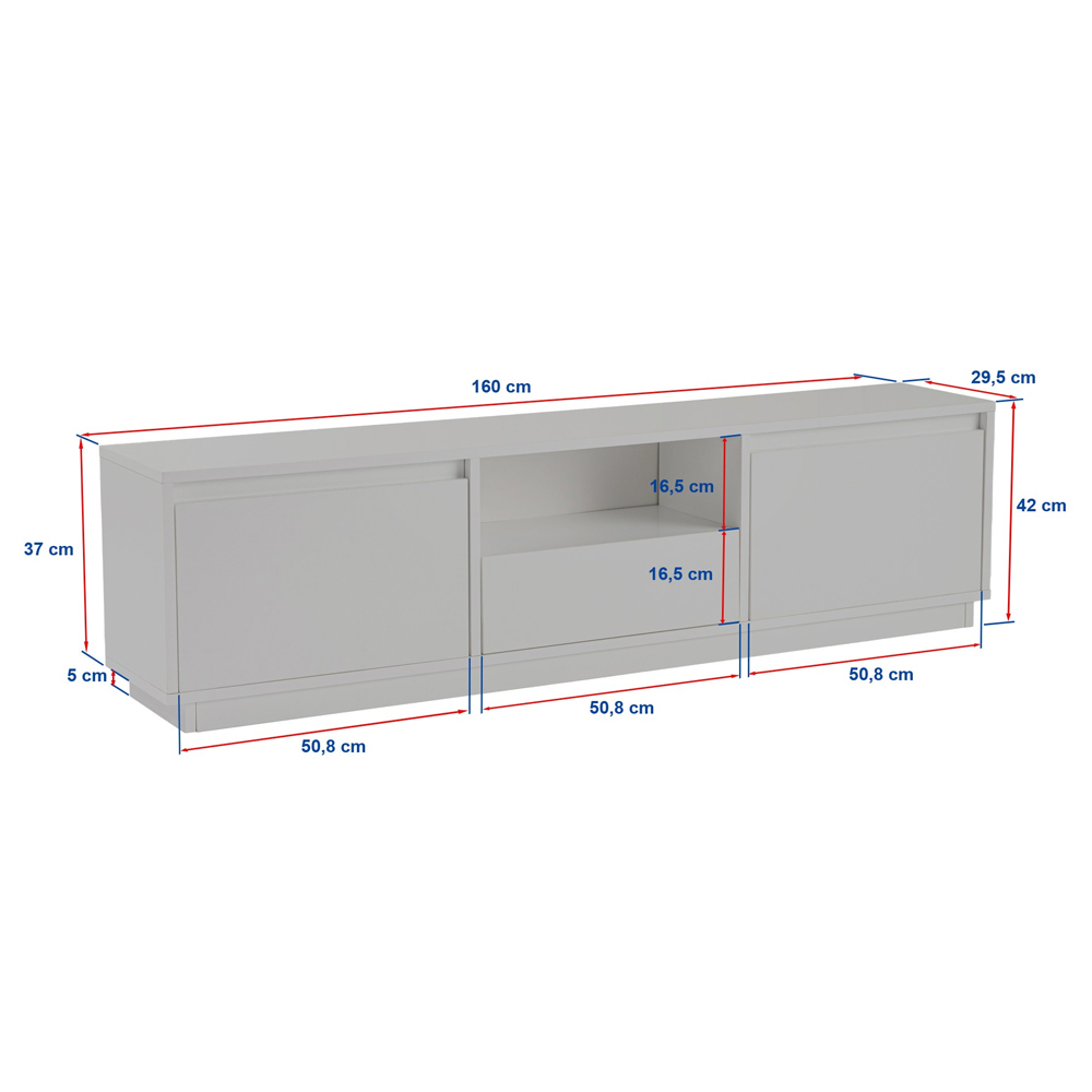 Vangio Wooden TV Stand with 3 Flap Doors in Black