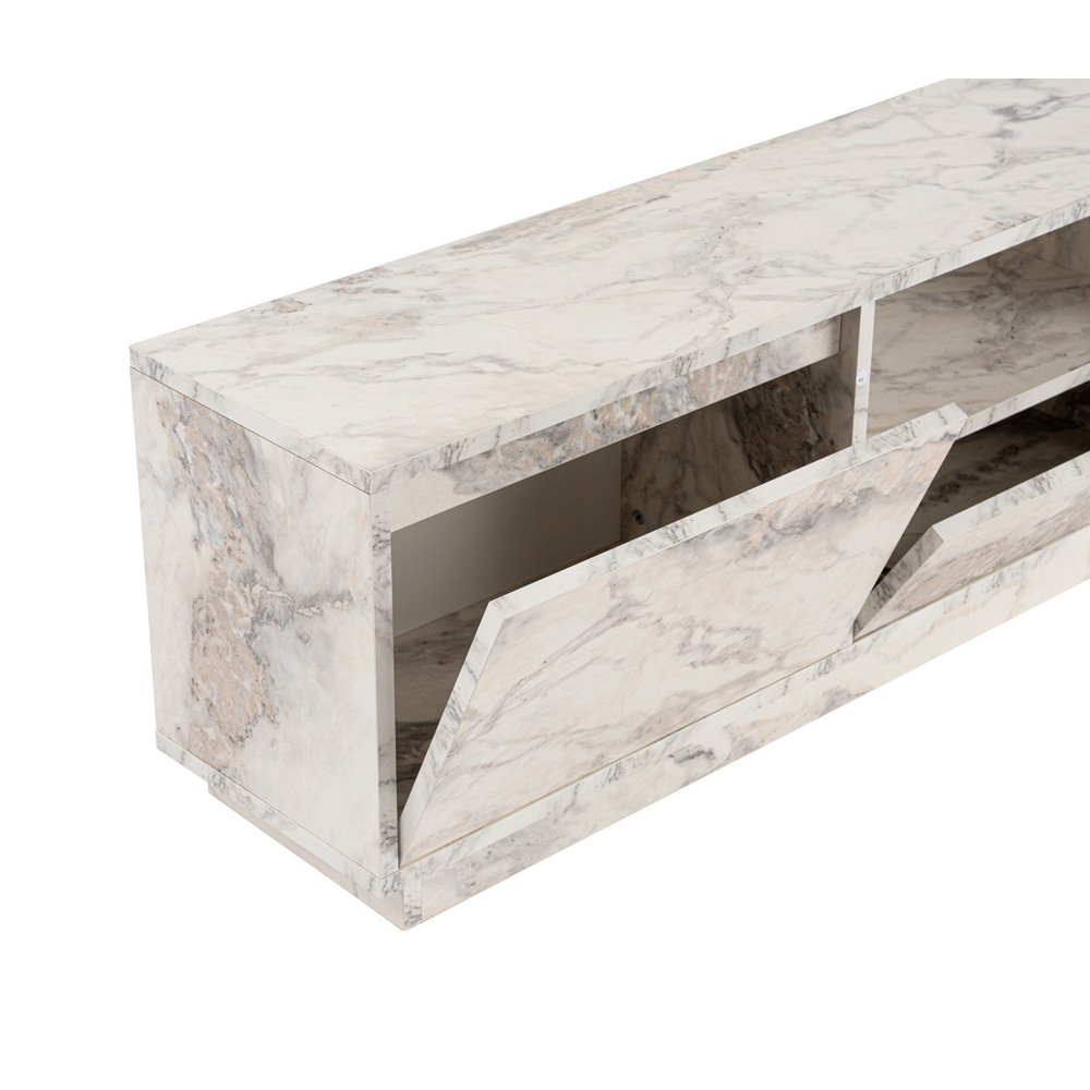 Vangio Wooden TV Stand with 3 Flap Doors in Fressia Marble Effect