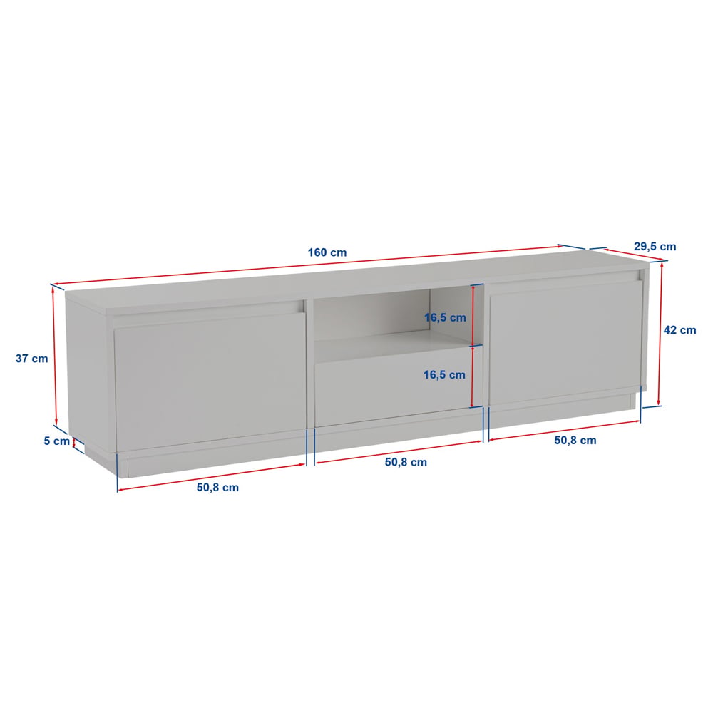 Vangio Wooden TV Stand with 3 Flap Doors in Fressia Marble Effect