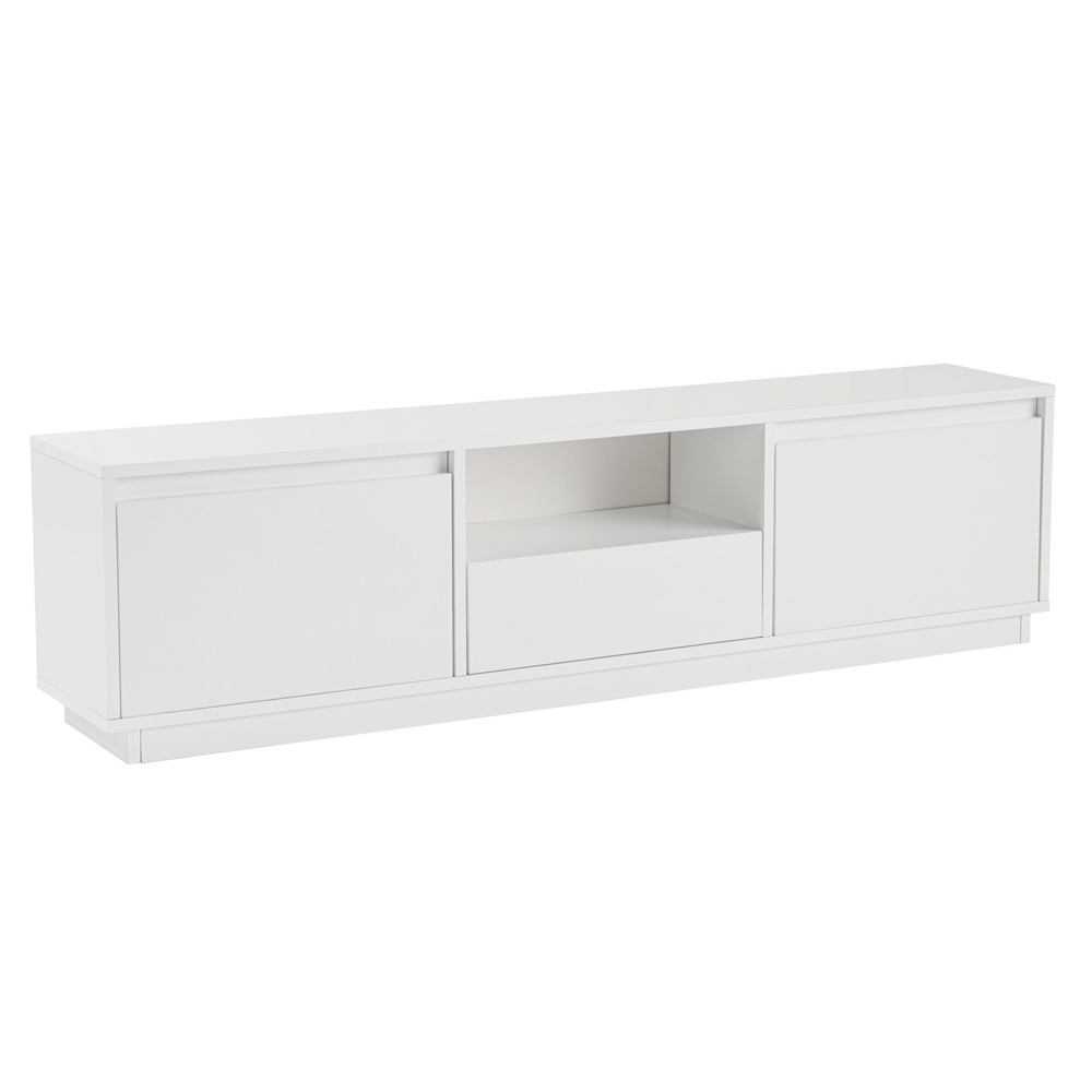 Vangio Wooden TV Stand with 3 Flap Doors in Natural White