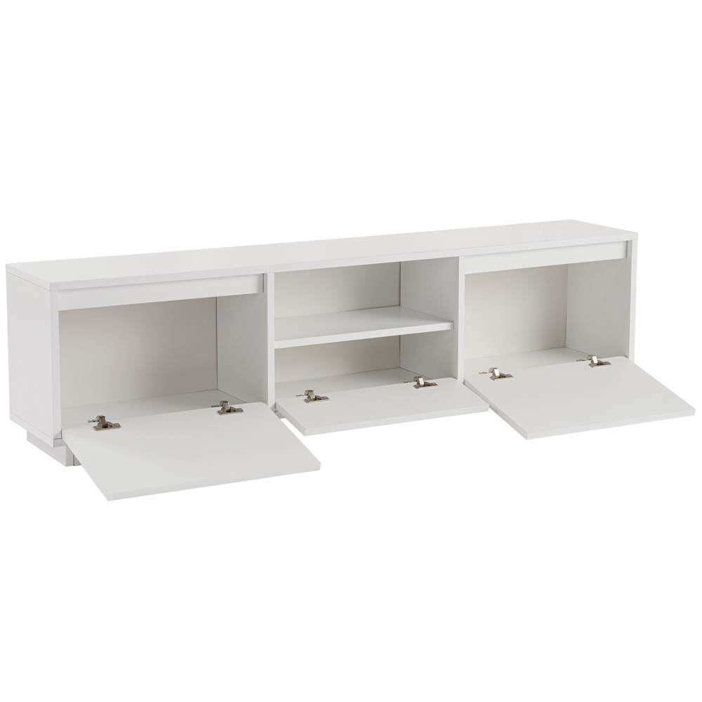 Vangio Wooden TV Stand with 3 Flap Doors in Natural White