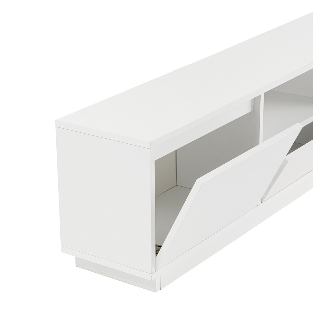 Vangio Wooden TV Stand with 3 Flap Doors in Natural White