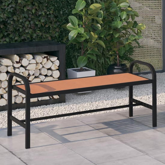 Product photograph of Vanya Twin Wpc Garden Seating Bench With Steel Frame In Brown from Furniture in Fashion