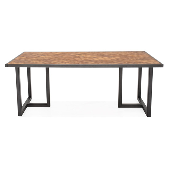 Vanya Wooden Dining Table In Light Brown With Metal Legs FiF