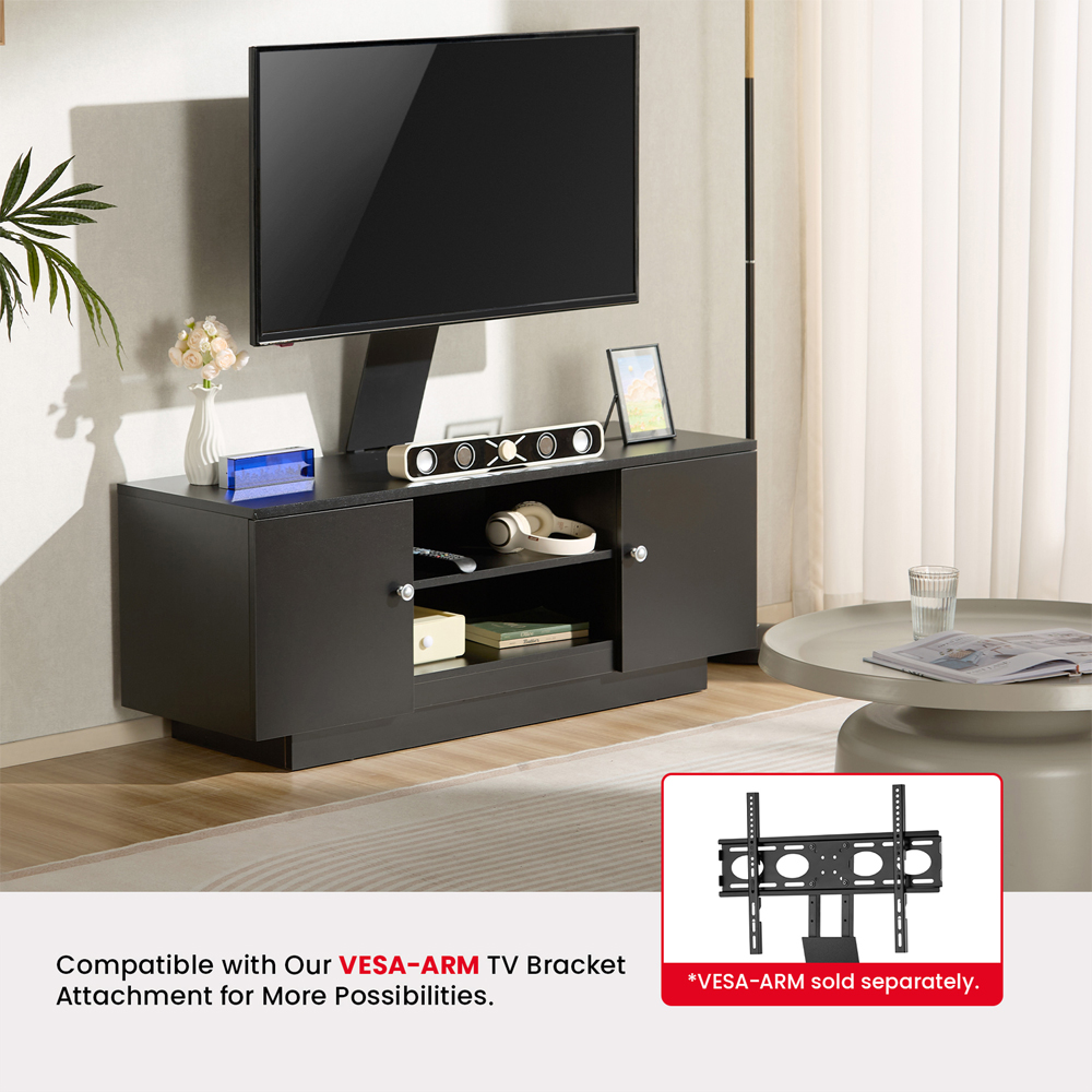 Varden Wooden TV Stand with 2 Doors in Black