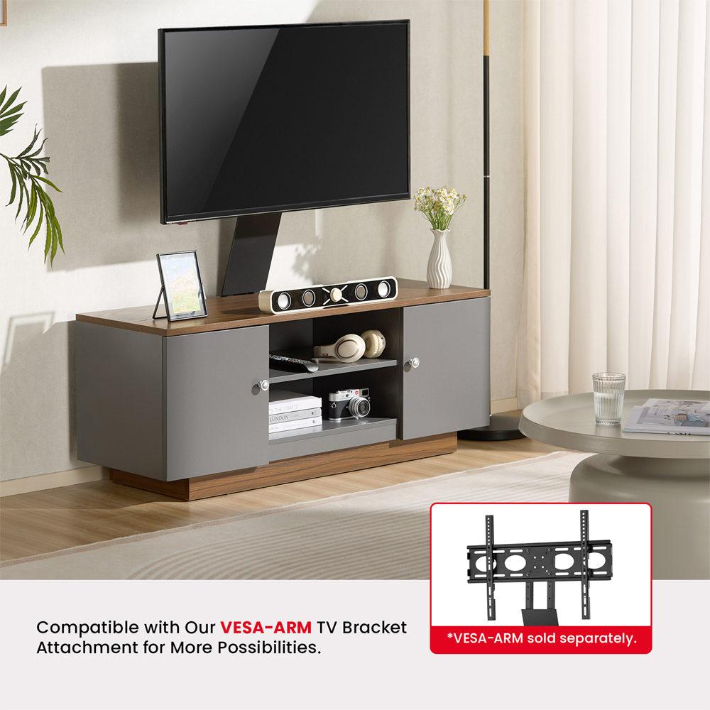Varden Wooden TV Stand with 2 Doors in Grey