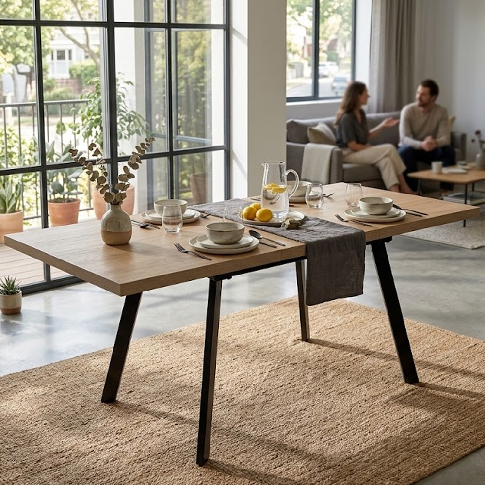 Vardo Small Rectangular Wooden Extending Dining Table in Light Oak