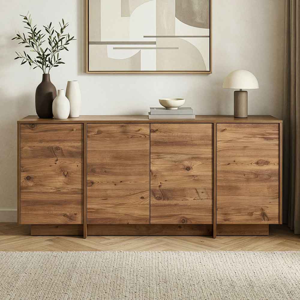 Varen Wooden Sideboard with 4 Doors in Atlantic Pine
