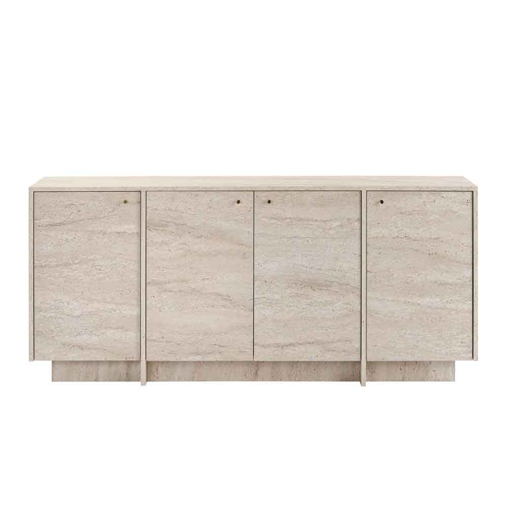 Varen Wooden Sideboard with 4 Doors in Travertine Marble Effect