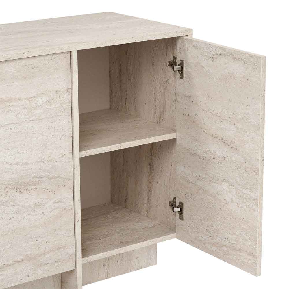 Varen Wooden Sideboard with 4 Doors in Travertine Marble Effect