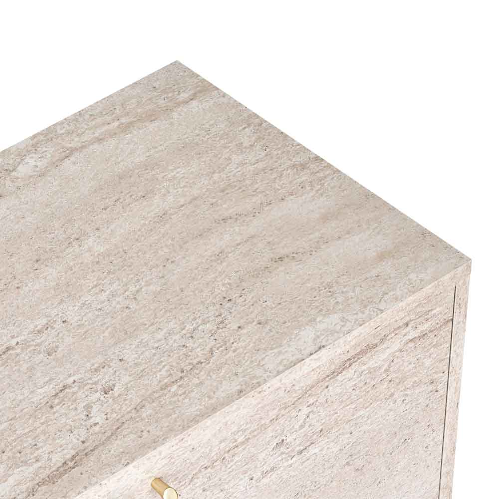 Varen Wooden Sideboard with 4 Doors in Travertine Marble Effect