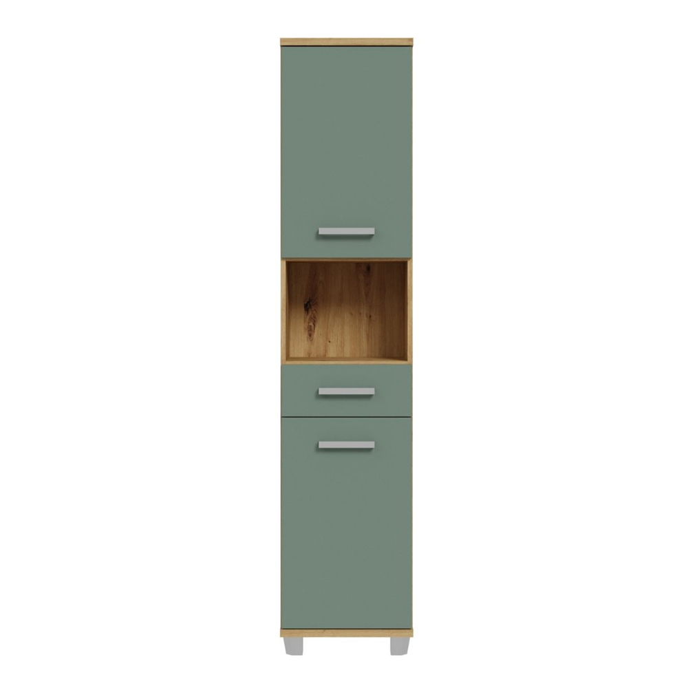 Vareon Wooden Bathroom Furniture Set in Artisan Oak and Sage Green