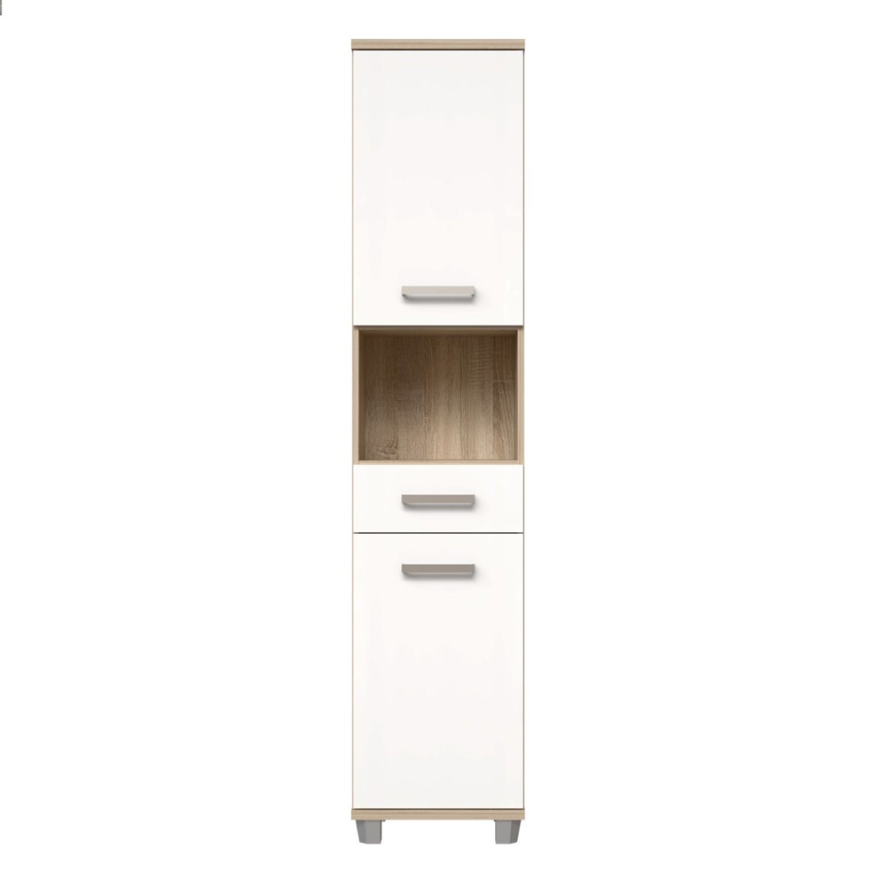 Vareon Wooden Bathroom Furniture Set in Sonoma Oak and White High Gloss