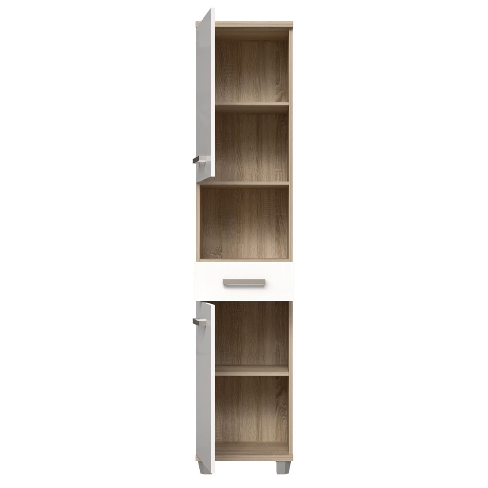 Vareon Wooden Bathroom Furniture Set in Sonoma Oak and White High Gloss